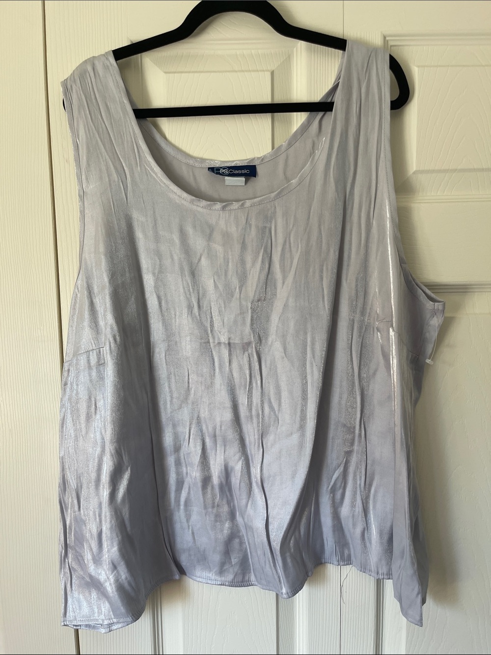 Classic Shimmery Light Silver Scoop Neck Tank